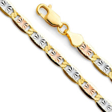 Load image into Gallery viewer, 14K Gold 4.2mm Lobster Valentino With Star Diamond Cut 3 Color Link Chain With Spring Clasp Closure - silverdepot