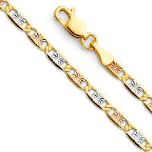 Load image into Gallery viewer, 14K Gold 3.3mm Lobster Valentino With Star Diamond Cut 3 Color Link Chain With Spring Clasp Closure - silverdepot