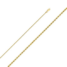 Load image into Gallery viewer, 14K Yellow Gold 1.5mm Lobster Solid Rope Diamond Cut Chain With Spring Clasp Closure