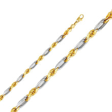 Load image into Gallery viewer, 14K Two Tone Gold 7.5mm Lobster Figarope Link Assorted Chain With Spring Clasp Closure