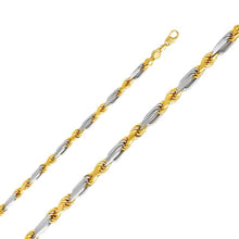 Load image into Gallery viewer, 14K Two Tone Gold 6.5mm Lobster Figarope Link Assorted Chain With Spring Clasp Closure