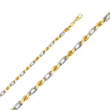 14K Two Tone Gold 5mm Lobster Figarope Link Assorted Chain With Spring Clasp Closure