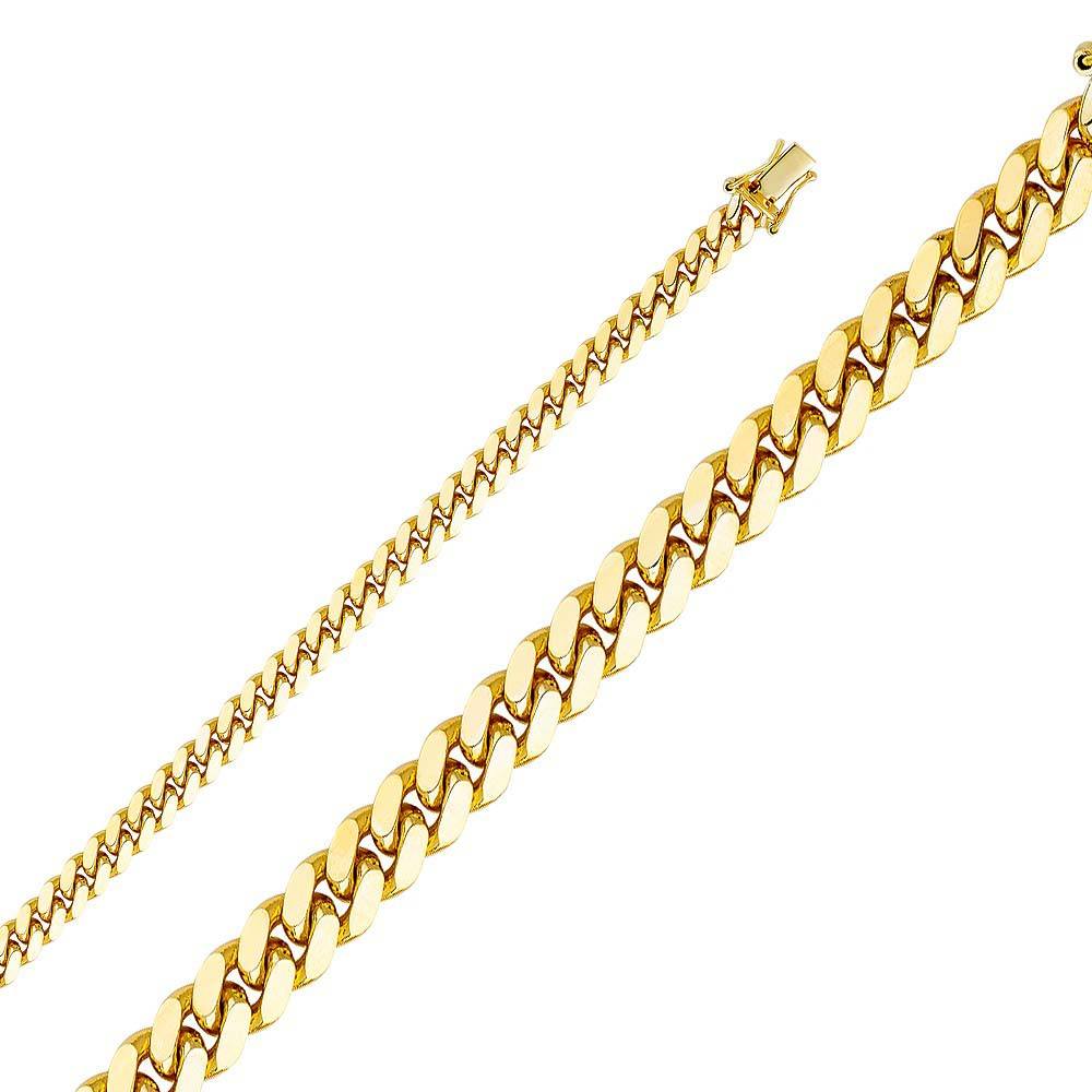 14K Yellow Gold 5.9mm Box With Tongue Miami Cuban Link Assorted Chain With Spring Clasp Closure