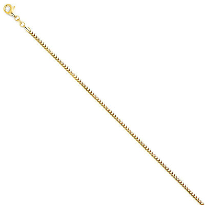 14K Yellow Gold 2.2mm Franco RD Regular Link Chain With Spring Clasp Closure