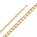 14K Yellow Gold 6.7mm Lobster Hollow Cuban Bevel Chain With Spring Clasp Closure