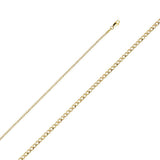 14K Yellow Gold 2mm Lobster Hollow Cuban Bevel Chain With Spring Clasp Closure