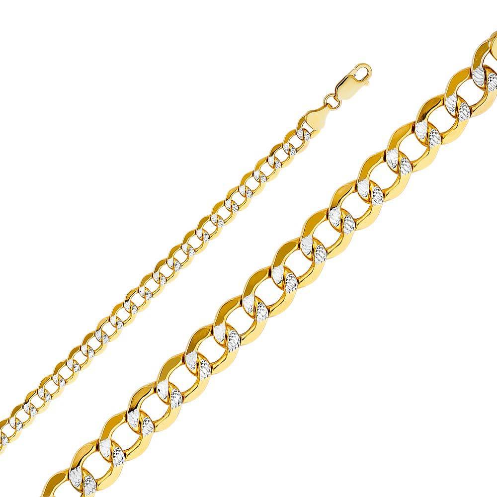 14K Yellow Gold 6.6mm Lobster Hollow Cuban Bevel WP Chain With Spring Clasp Closure