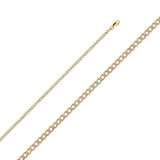 14K Yellow Gold 2.4mm Lobster Hollow Cuban Bevel WP Chain With Spring Clasp Closure