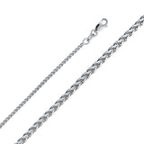 14K White Gold 1.7mm Hollow Half RD Box Chain With Spring Clasp Closure