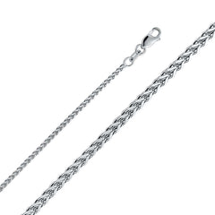 14K White Gold 1.7mm Hollow Half RD Box Chain With Spring Clasp Closure