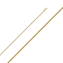 Load image into Gallery viewer, 14K Yellow Gold 1.4mm Lobster Round Wheat Mat Finish Chain With Spring Clasp Closure
