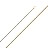 14K Yellow Gold 1.4mm Lobster Round Wheat Mat Finish Chain With Spring Clasp Closure