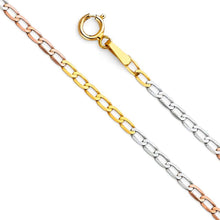 Load image into Gallery viewer, 14K Yellow Gold 3C 1.8mm Figaro 1/1 Open Regular Link Chain With Spring Clasp Closure
