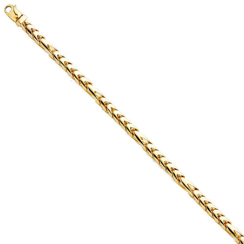 14K Yellow Gold 6.1mm Lobster Handmade Link Chain With Spring Clasp Closure