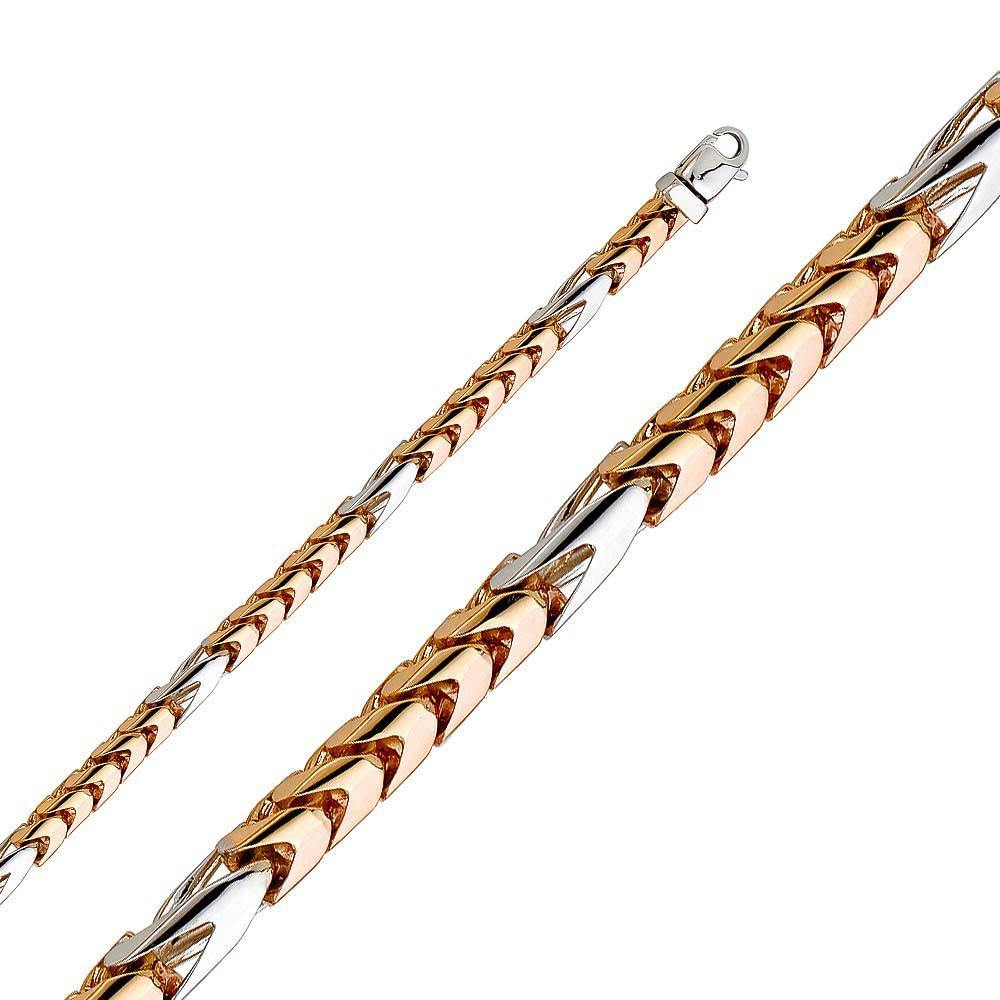 14K 3C Gold 6.1mm Lobster Handmade Link Chain With Spring Clasp Closure - silverdepot