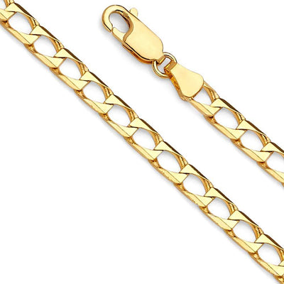 14K Yellow Gold 4.1mm Square Curb Regular Link Chain With Spring Clasp Closure