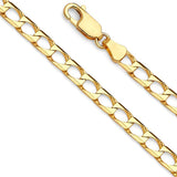 14K Yellow Gold 4.1mm Square Curb Regular Link Chain With Spring Clasp Closure