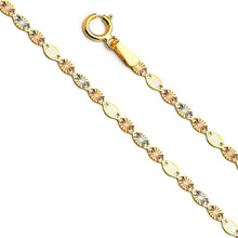 Load image into Gallery viewer, 14K Gold 2.1mm Spring Ring Valentino With Star Diamond Cut 3 Color Link Chain With Spring Clasp Closure - silverdepot
