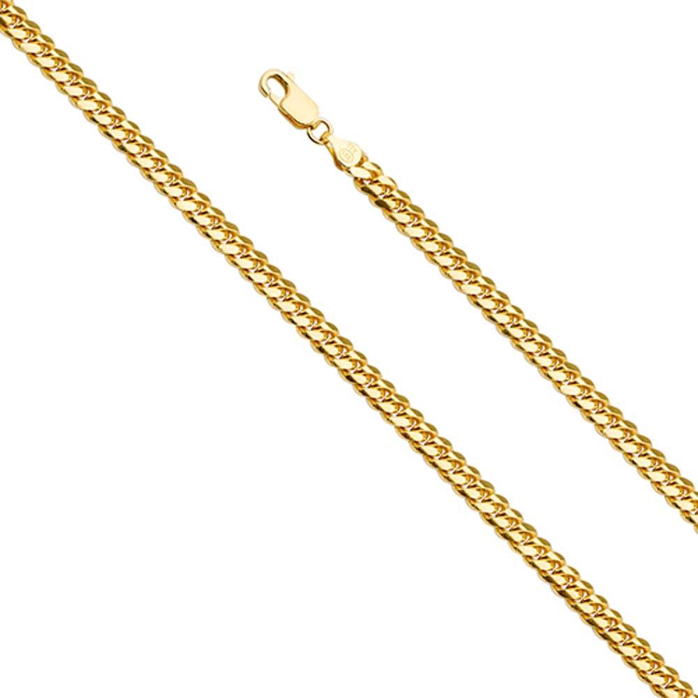 14K Yellow Gold 5mm Box With Tongue Miami Cuban Link Assorted Chain With Spring Clasp Closure