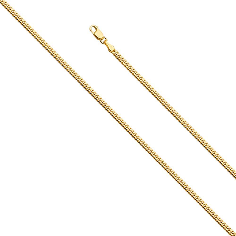 14K Yellow Gold 2.6mm Box With Tongue Miami Cuban Link Assorted Chain With Spring Clasp Closure