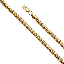 Load image into Gallery viewer, 14K Yellow Gold 4.1mm Lobster 8 Side Diamond Cut Hollow Wheat Polished Chain With Spring Clasp Closure