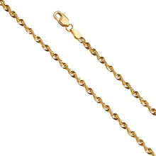 Load image into Gallery viewer, 14K Yellow Gold 2.5mm Lobster Hollow French Rope Diamond Cut Polished Chain With Spring Clasp Closure