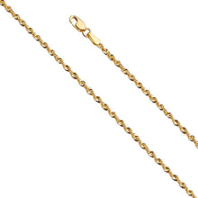 Load image into Gallery viewer, 14K Yellow Gold 1.9mm Lobster Hollow French Rope Diamond Cut Polished Chain With Spring Clasp Closure