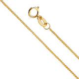 14K Yellow Gold 0.8mm Spring Ring 8 Side Diamond Cut Round Wheat Shiny Polished Chain With Spring Clasp Closure
