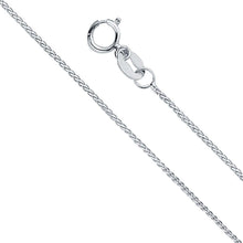 Load image into Gallery viewer, 14K White Gold 0.8mm Spring Ring 8 Side Diamond Cut Round Wheat Shiny Polished Chain With Spring Clasp Closure