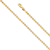 14K Yellow Gold 3mm with Moon-Cut Bead Ball Lobster Polished Chain With Spring Clasp Closure