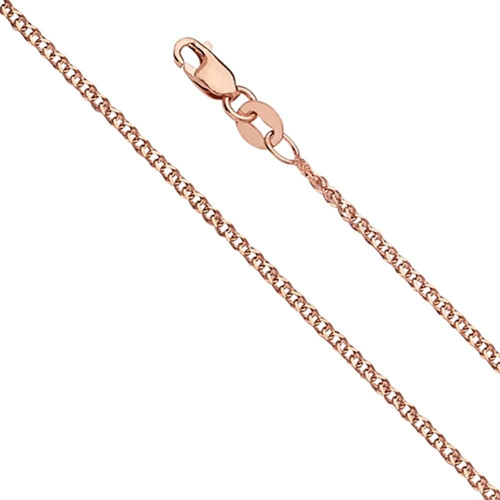 14K Rose Gold 1.4mm Lobster Flat Wheat Assorted Chain With Spring Clasp Closure - silverdepot