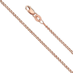 14K Rose Gold 1.4mm Lobster Flat Wheat Assorted Chain With Spring Clasp Closure