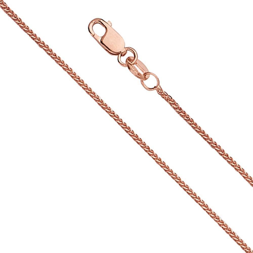 14K Rose Gold 0.8mm Lobster Diamond Cut Wheat Assorted Chain With Spring Clasp Closure - silverdepot