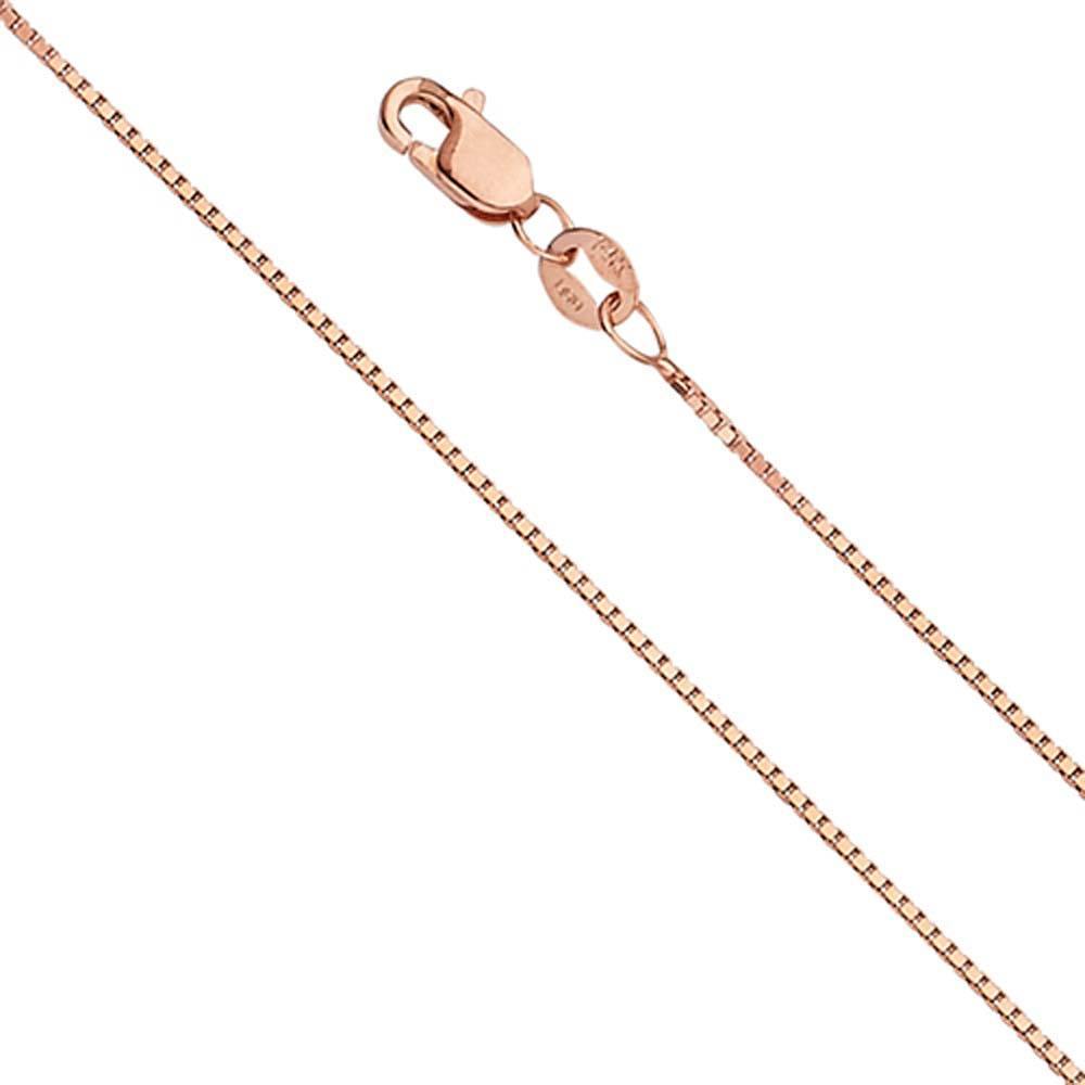 14K Rose Gold 0.8mm Lobster Box Assorted Chain With Spring Clasp Closure