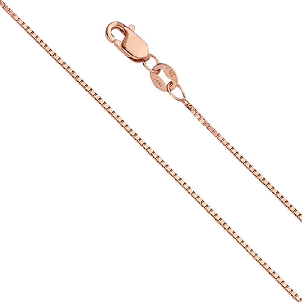 14K Rose Gold 0.8mm Lobster Box Assorted Chain With Spring Clasp Closure - silverdepot