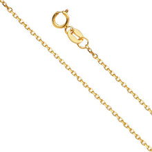 Load image into Gallery viewer, 14K Yellow Gold 0.9mm Lobster Side Diamond Angled Cut Oval Rolo Cable Link Chain With Spring Clasp Closure