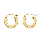 14K Yellow Gold 3mm Plain Hoop Earrings