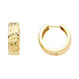 14k Yellow Gold 5mm Polished Faceted Style Diamond Cut Hinge Notch Post Backing Huggies Earrings