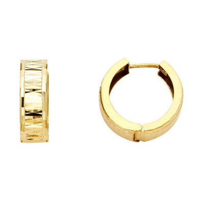 14k Yellow Gold 5mm Polished Petite Faceted Diamond Cut Huggie Hoop Earrings