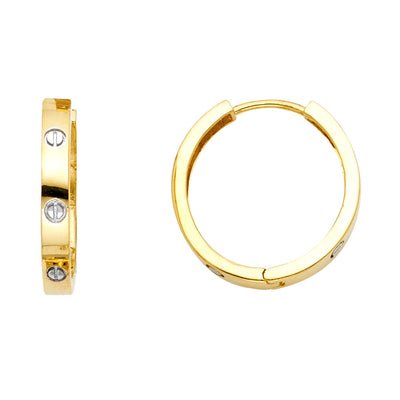 14K Twotone DC STAMP HUGGIES Earring 2.4grams