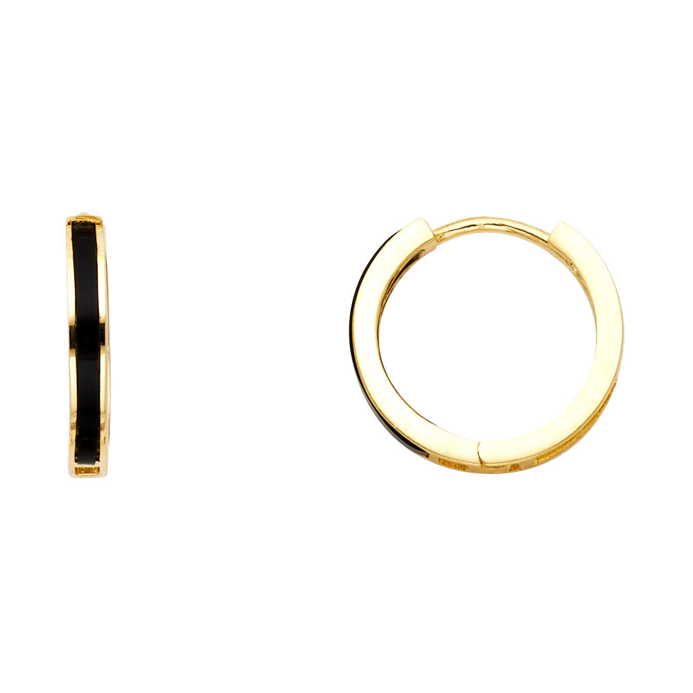 14K Yellow ONYX HUGGIES Earring 1.4grams