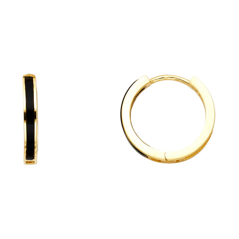 14K Yellow ONYX HUGGIES Earring 1.4grams