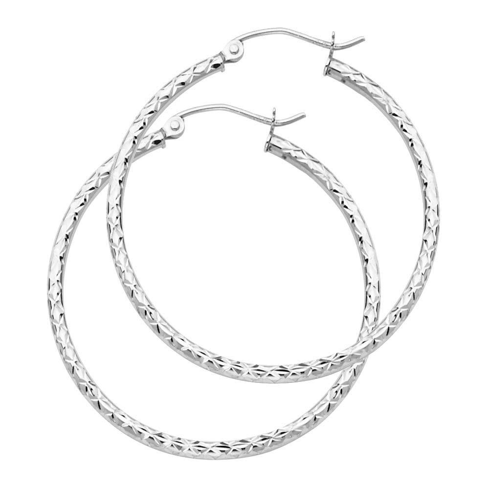 14K White Gold 1.5mm Hoop Earrrings