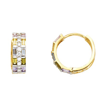 Load image into Gallery viewer, 14K Yellow MULTI COLOR CZ HUGGIES Earring 2.6grams