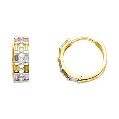 14K Yellow MULTI COLOR CZ HUGGIES Earring 2.6grams