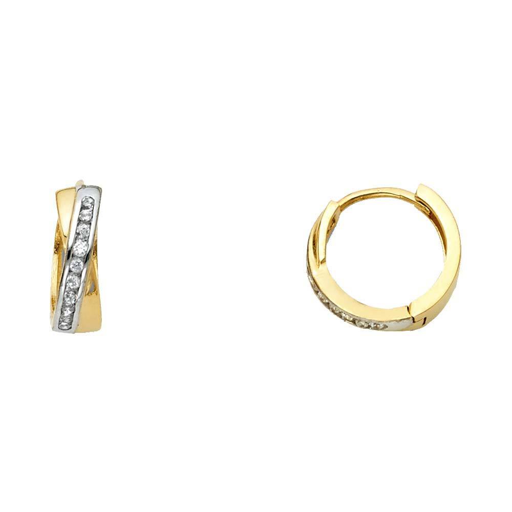 14K Yellow Gold 4mm Clear CZ Huggies Earrings