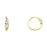 14K Yellow Gold 4mm Clear CZ Huggies Earrings