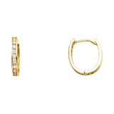 14K Yellow Gold 12mm Clear CZ Huggies Earrings