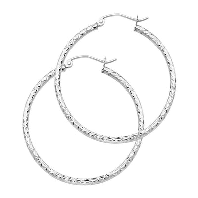 14K White Gold 1.5mm Hoop Earrrings