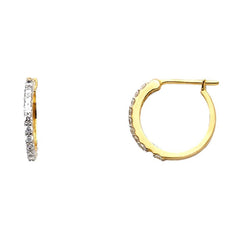 14K Yellow Gold 1mm Clear CZ Huggies Earrings